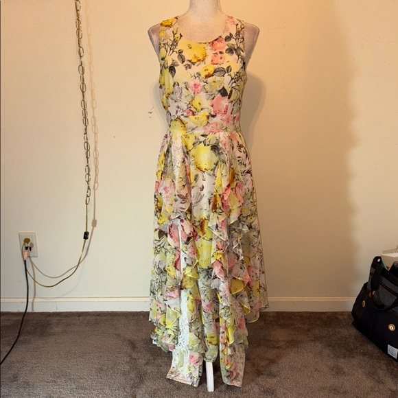 INC International Concepts floral lace sleeveless ruffle maxi dress - Picture 3 of 8